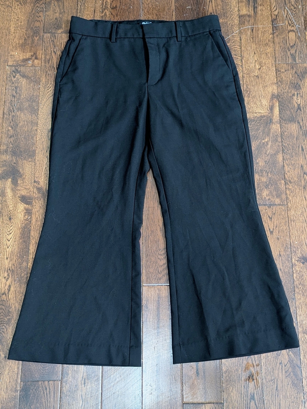 Madewell Black Wide Leg Kick Out Flare Dress Pants